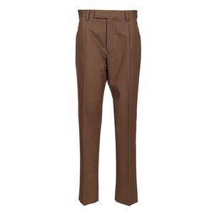 Zegna Men Dark Foliage Cotton And Wool Trousers